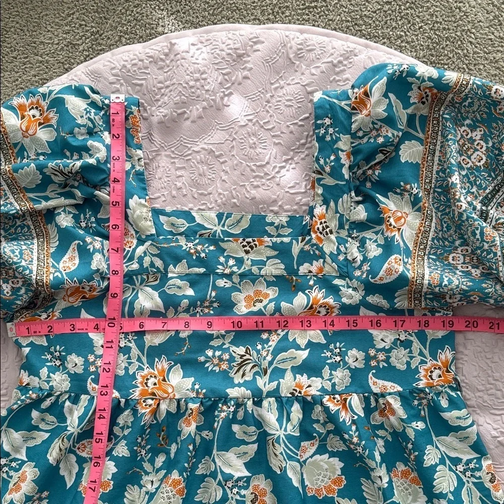 Band of the Free summer mini dress Floral Puff Sleeve Dress Sz Medium Multicolor - Picture 2 of 8